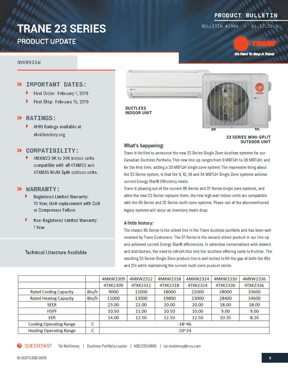 Trane 4MXW23series Air Filters 24,000 BTU Genuine Air Filters